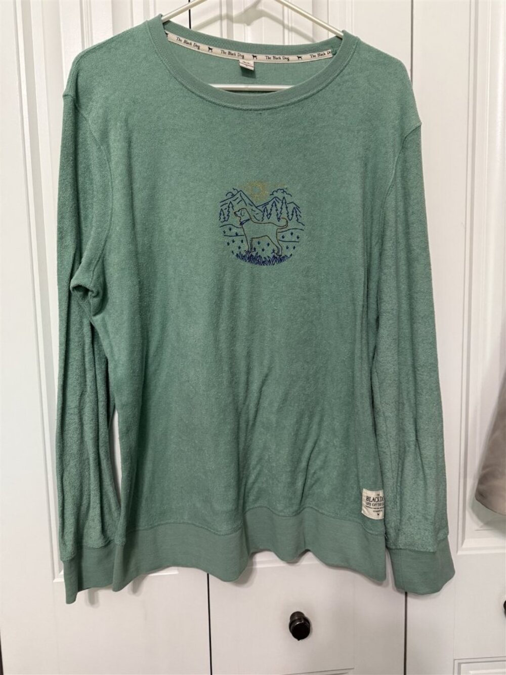 The Black Dog Ladies Pullover Terrycloth Cotton Blend Pullover X Large Green